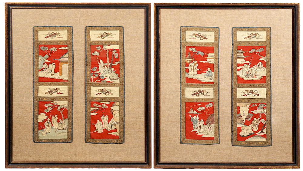 Appraisal: Chinese Kesi Tapestry Panels Chinese Kensi tapestry panels per frame