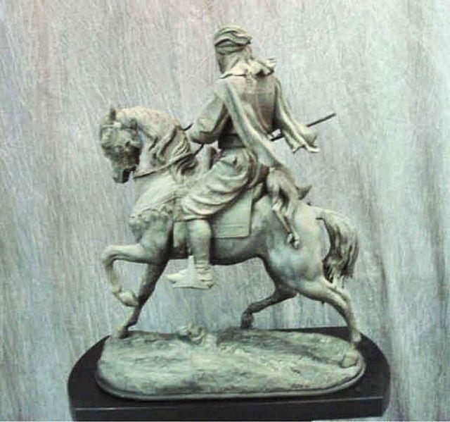 Appraisal: Arab Horseman Sculpture White Metal Spelter Signed on base As