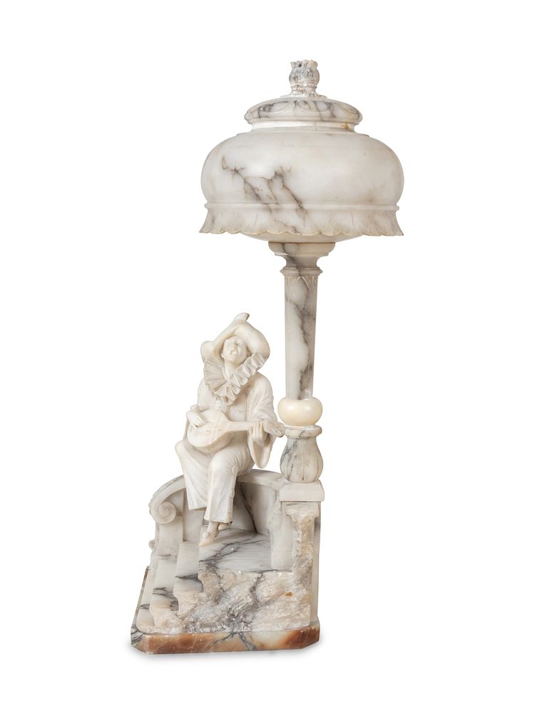 Appraisal: An Italian Alabaster and Marble Figural Lamp An Italian Alabaster