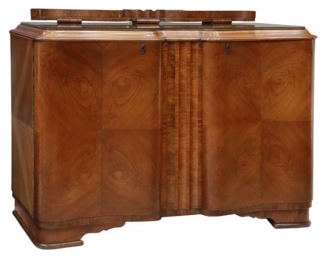 Appraisal: Art Deco figured walnut buffet cabinet c s- s raised