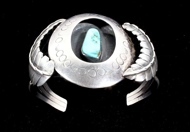 Appraisal: Navajo Turquoise Sterling Silver Bracelet This is an excellent early