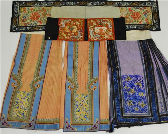 Appraisal: TWO CHINESE SILK EMBROIDERED SKIRTS and TWO CHINESE SILK EMBROIDERED