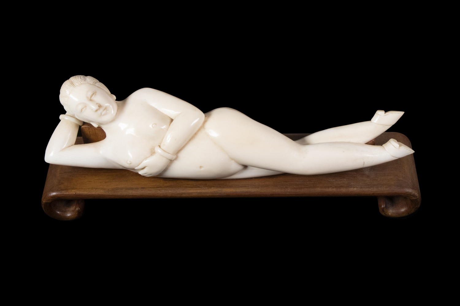 Appraisal: TH C CHINESE IVORY DOCTOR'S MODEL ON STAND Reclining Nude