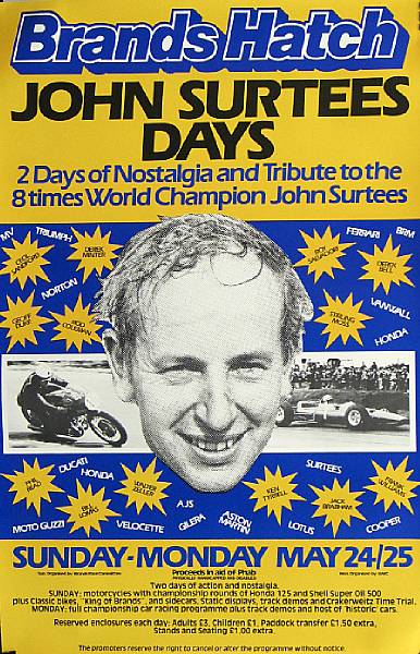 Appraisal: A Brands Hatch 'John Surtees Days' poster advertising days of