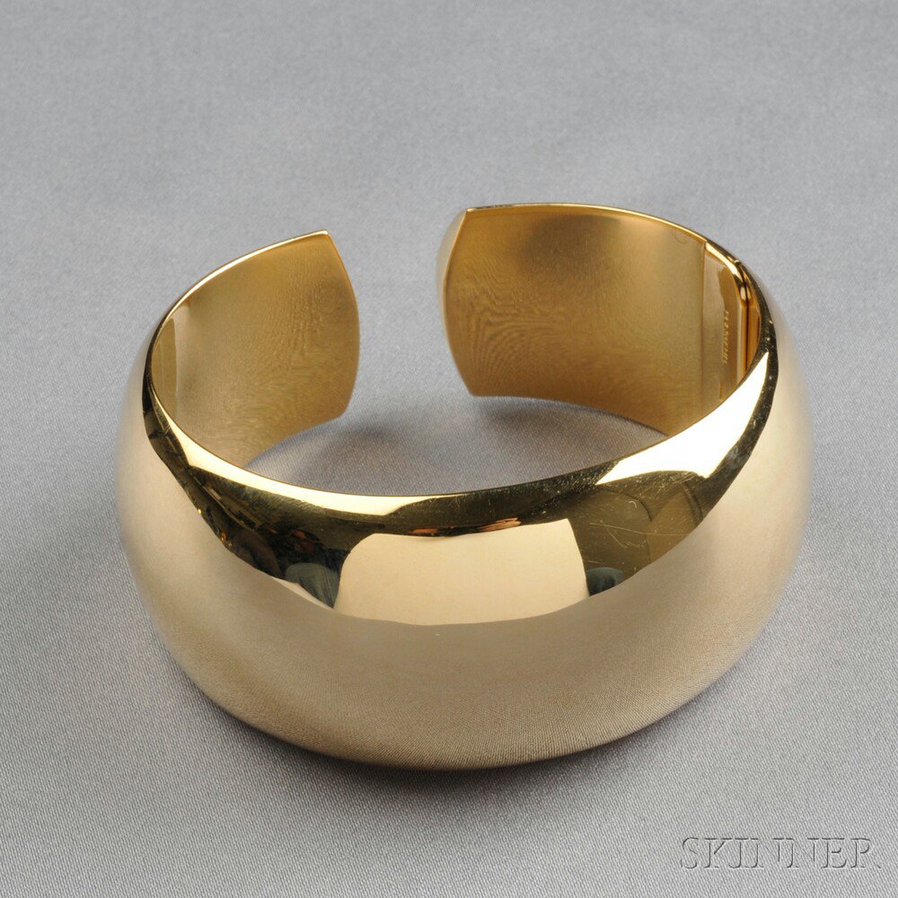 Appraisal: kt Gold Cuff Tiffany Co Italy the wide hinged cuff