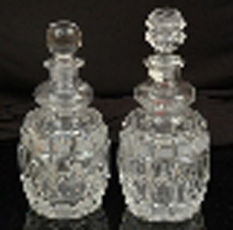 Appraisal: A PAIR OF CUT CRYSTAL DECANTERS