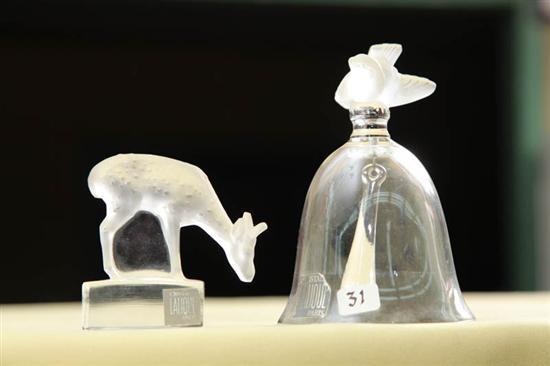 Appraisal: TWO LALIQUE PIECES A clear bell with a frosted glass