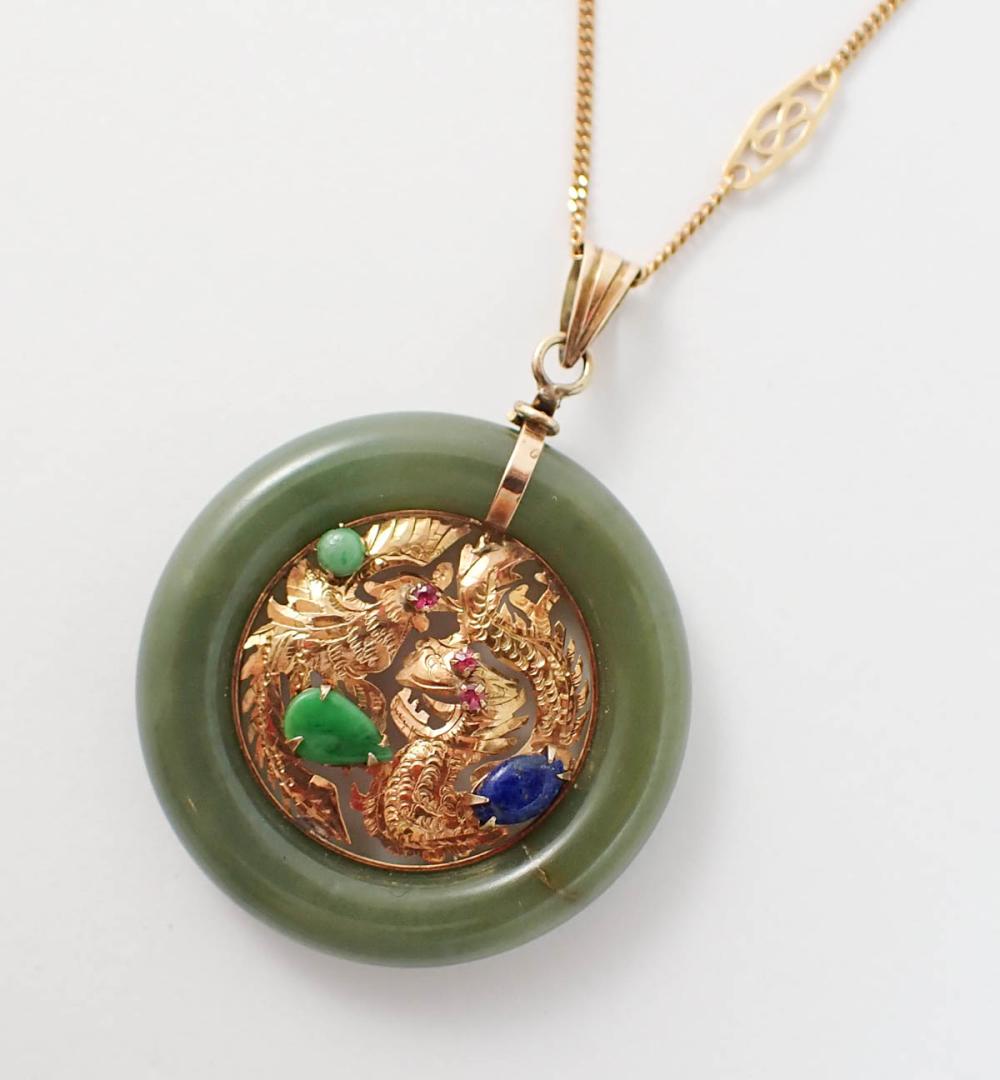 Appraisal: FOURTEEN KARAT YELLOW GOLD PENDANT NECKLACE with a - Italian