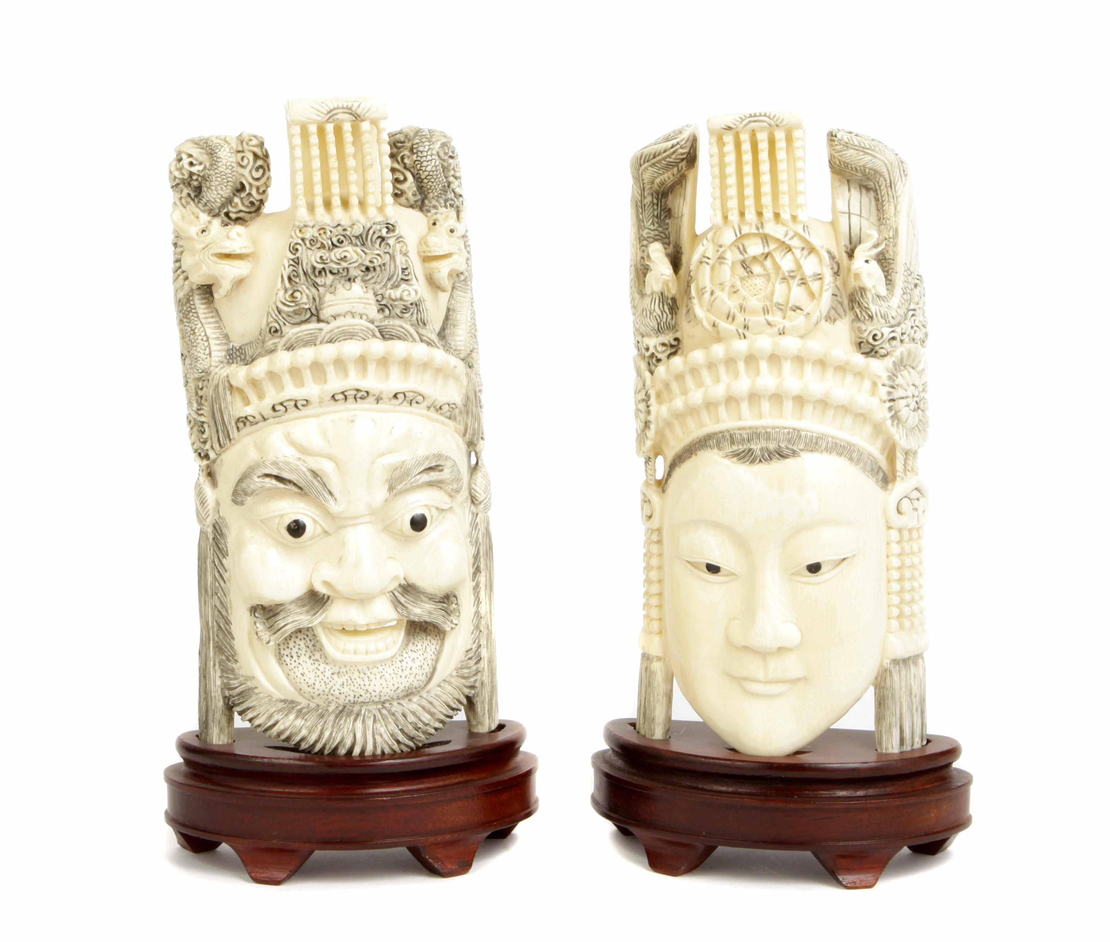 Appraisal: Asian Works of Art A pair of Chinese ivory male