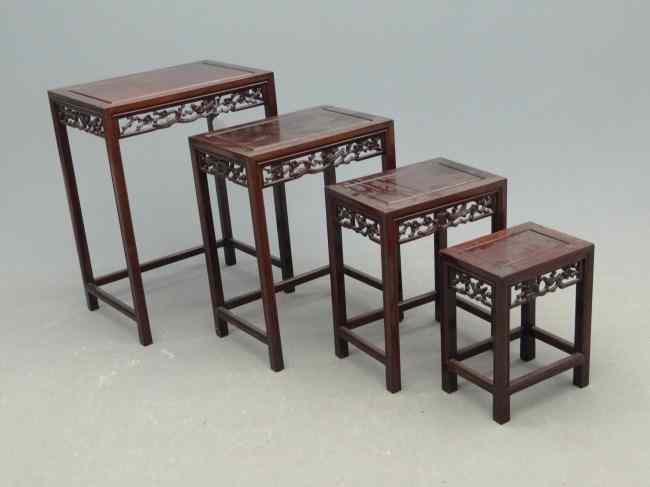 Appraisal: Set of four Asian nesting tables Ranging from '' W