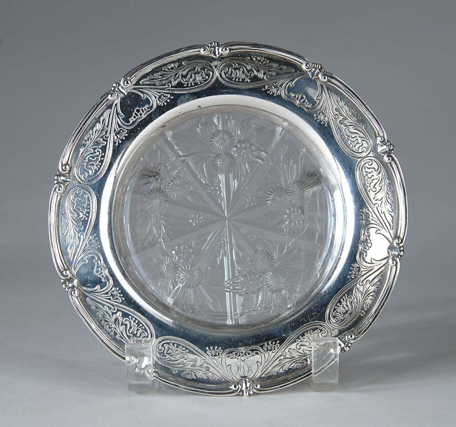 Appraisal: GORHAM CRYSTAL CARVED PLATE Cut glass with floral decoration and