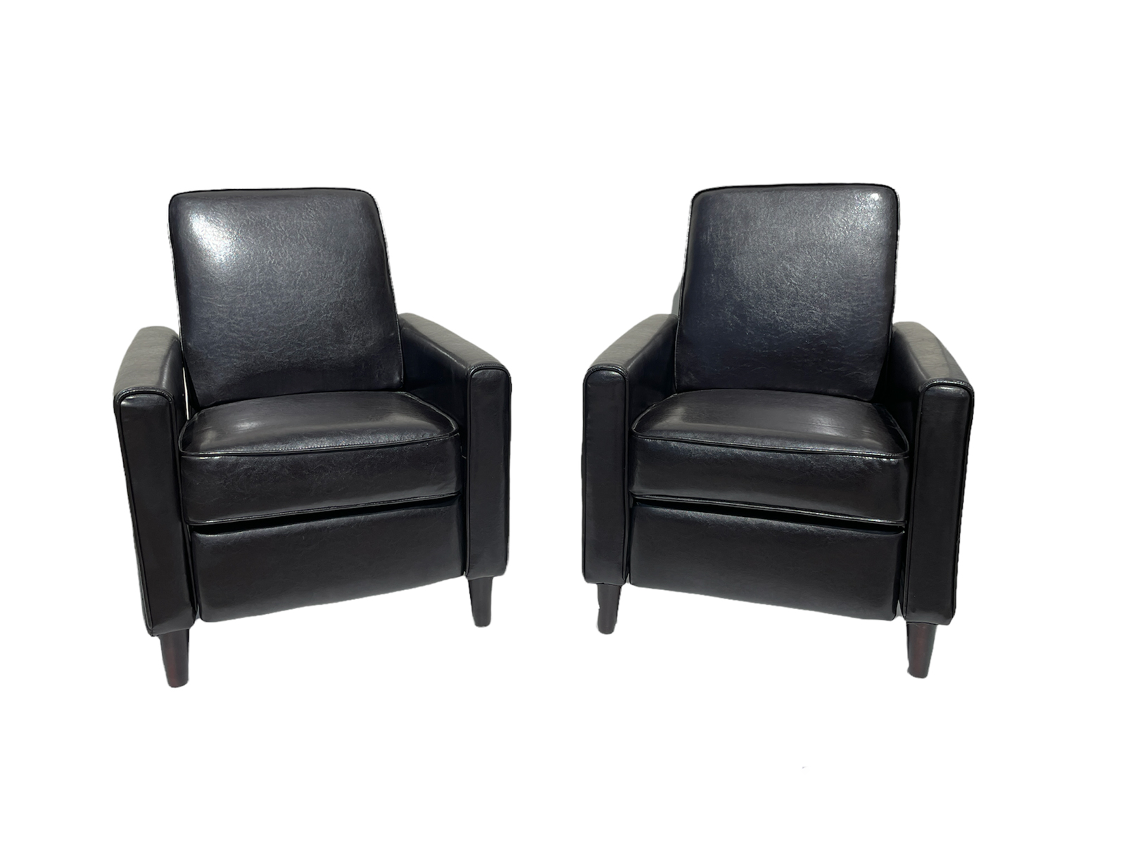 Appraisal: PC MODERN RECLINING LOUNGE CHAIRS Pair of black faux leather