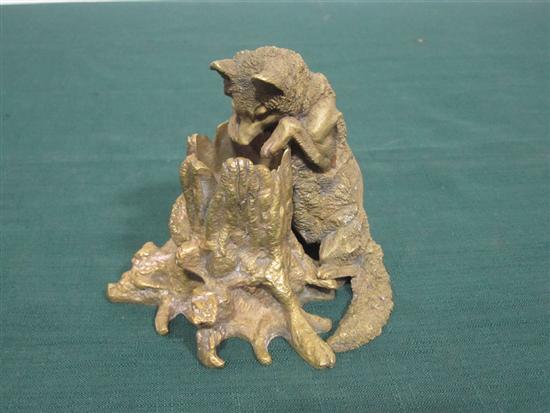 Appraisal: TH C BRONZE FOX FIGURE A fox looking down a