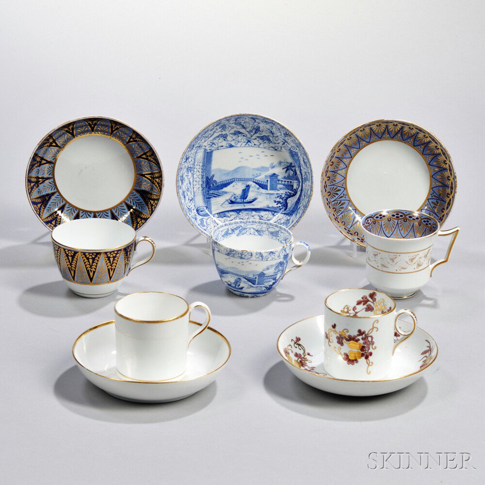 Appraisal: Five Wedgwood First Period Bone China Cups and Saucers England