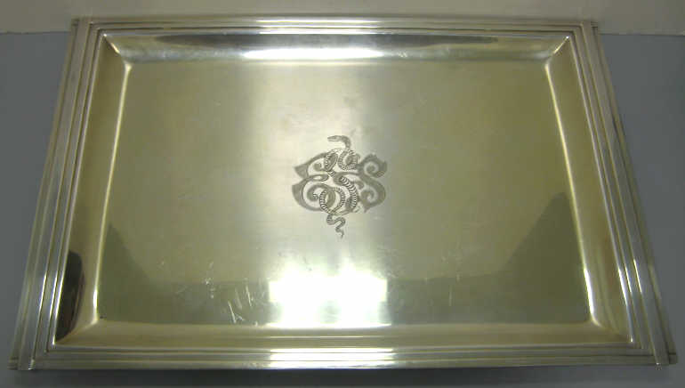 Appraisal: REED BARTON TAUNTON MA Sterling silver Art Deco rectangular tray