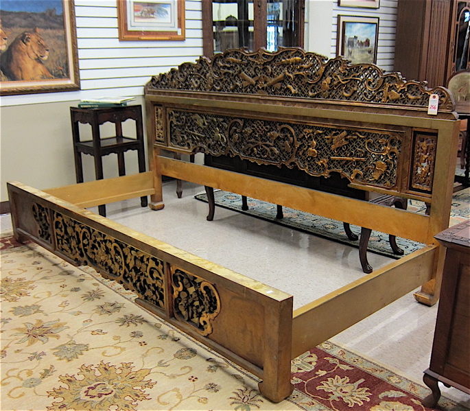 Appraisal: GILTWOOD FRETWORK DAYBED Chinese early th century featuring an ornate