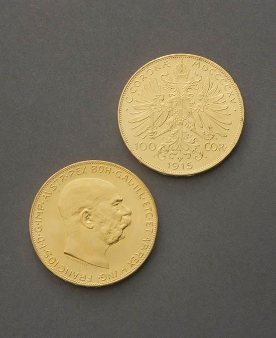 Appraisal: Two Austrian -Restrike -Corona Gold Coins