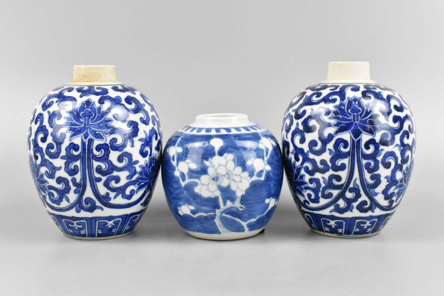 Appraisal: Three Chinese blue and white jars dating from the th