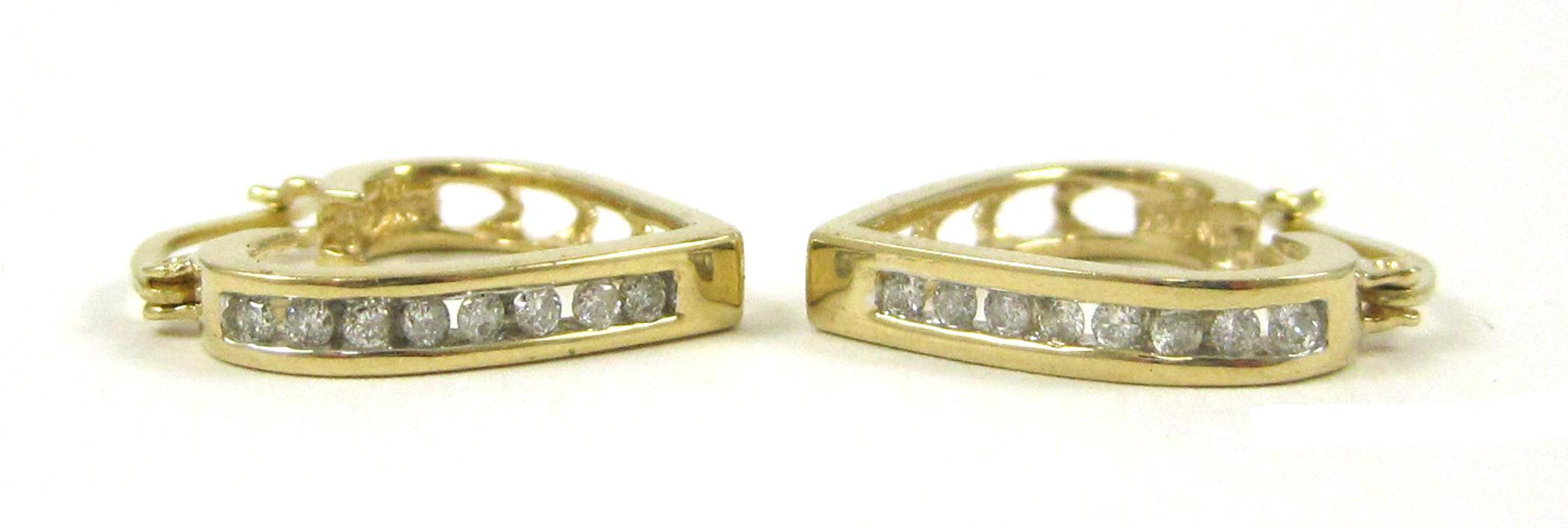 Appraisal: PAIR OF DIAMOND HEART SHAPED HOOP EARRINGS each k yellow