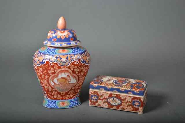 Appraisal: Chinese Covered Porcelain Urn And BoxThe urn decorated in scroll