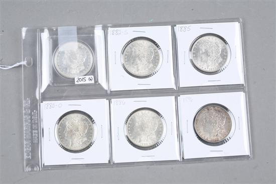 Appraisal: SIX MORGAN SILVER DOLLARS Years are -S -S -O and