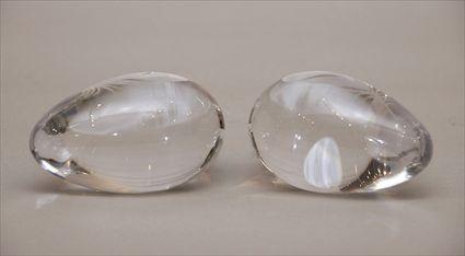 Appraisal: Two Glass Paperweights in the Shape of Eggs Provenance from