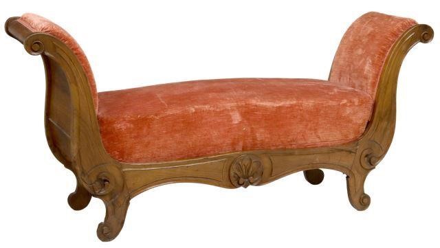 Appraisal: French Empire style recamier chaise th c having carved walnut