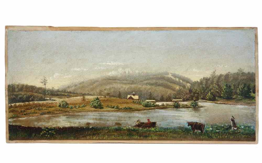 Appraisal: OIL ON PAPER LAID ON BOARD - Hudson River Scene