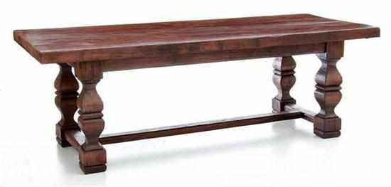 Appraisal: Oak and walnut refectory table th century heavy rectangular top