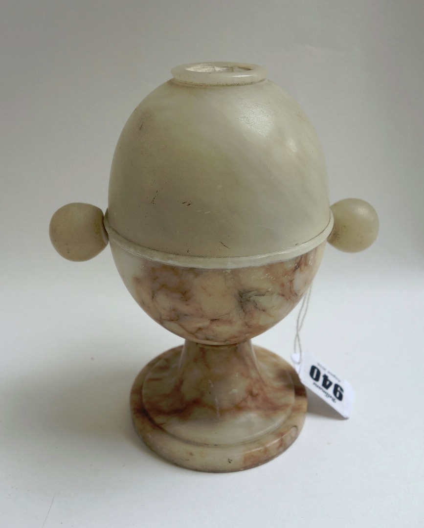 Appraisal: An alabaster 'peep egg' mid th century through the viewing