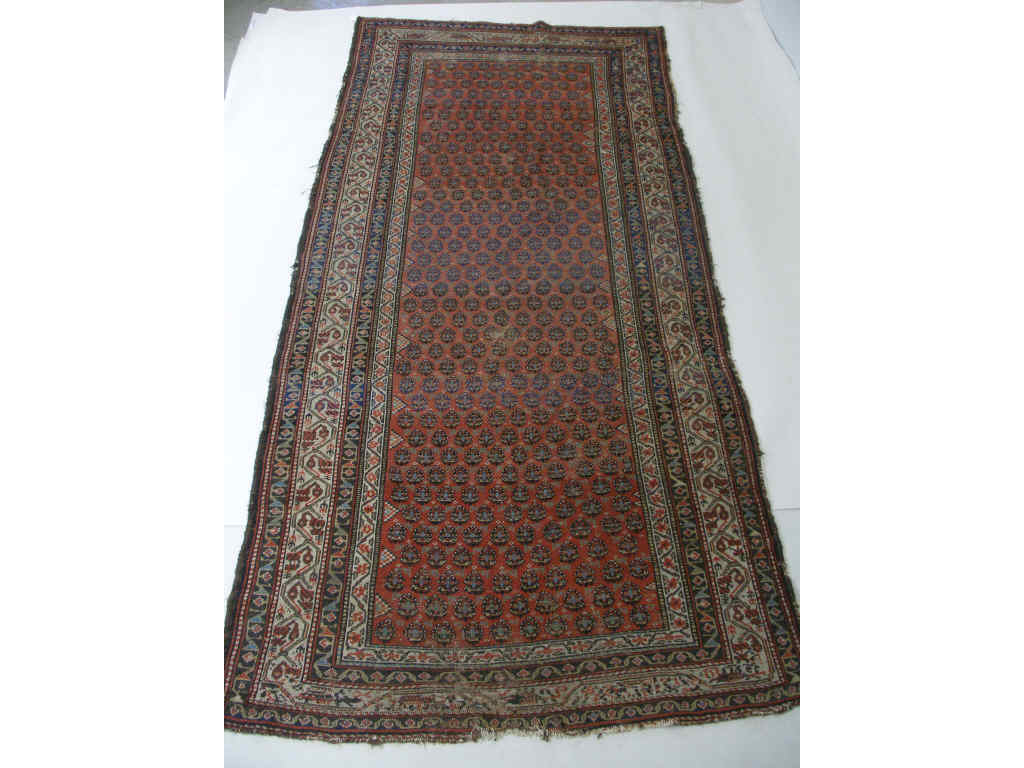 Appraisal: Antique Kurd Long Rug th c rectangular pattern of overall