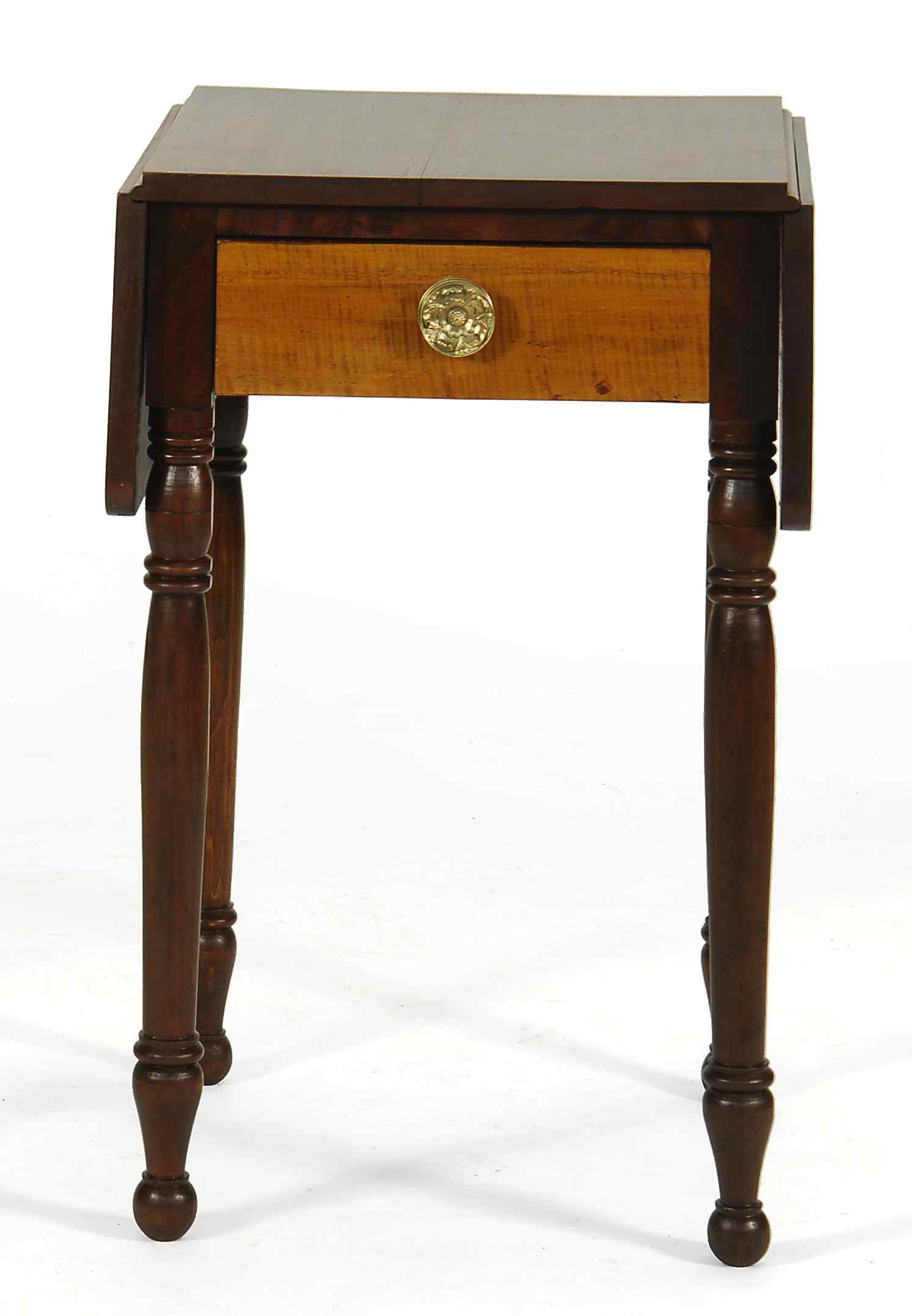 Appraisal: ANTIQUE SHERATON ONE-DRAWER DROP-LEAF STANDEarly th CenturyIn cherry with figured