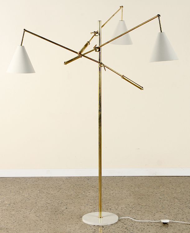 Appraisal: ITALIAN BRASS FLOOR LAMP MANNER ARREDOLUCE A brass three light