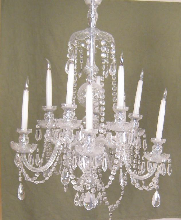 Appraisal: A large crystal ten Branch Chandelier with scroll branches diamond