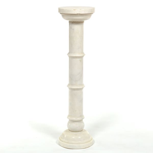 Appraisal: CARVED STONE PEDESTAL x Tall pedestal with knops to the