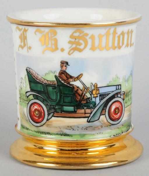 Appraisal: Automobile Shaving Mug Gilt name F B Sutton Nice image