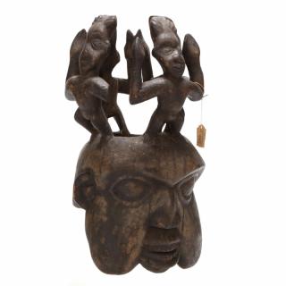 Appraisal: Cameroon Bamum Helmet Headdress carved wood dancers in a circle