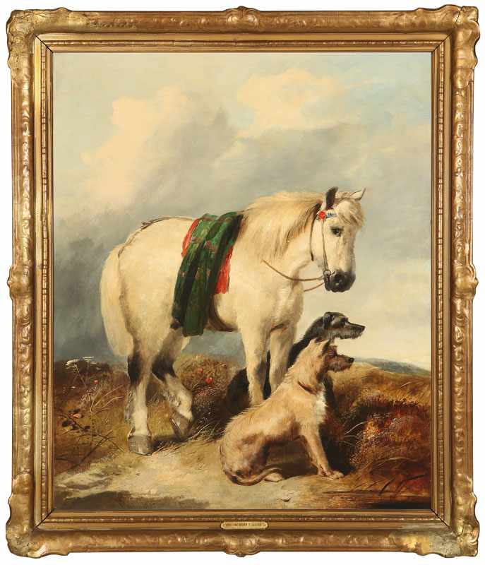 Appraisal: Portrait of a Highland Pony and Two Scottish Deerhounds oil