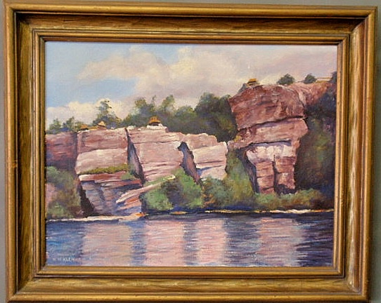 Appraisal: Oil on canvas landscape titled verso Minnewaska Cliffs and signed