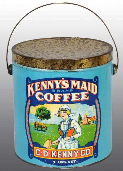 Appraisal: -Pound Kenny's Maid Coffee Counter Tin Description Manufactured by C