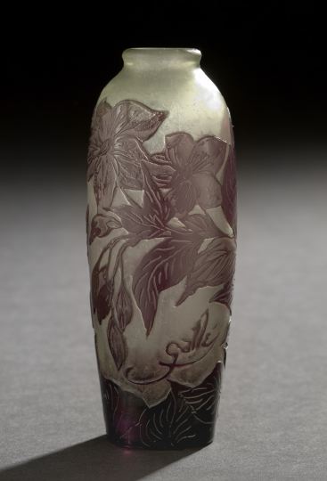 Appraisal: Emile Galle - Polished Cameo-Cut Glass Cabinet Vase fourth quarter