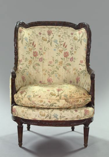 Appraisal: Louis XVI-Style Fruitwood Bergere early th century the shaped and