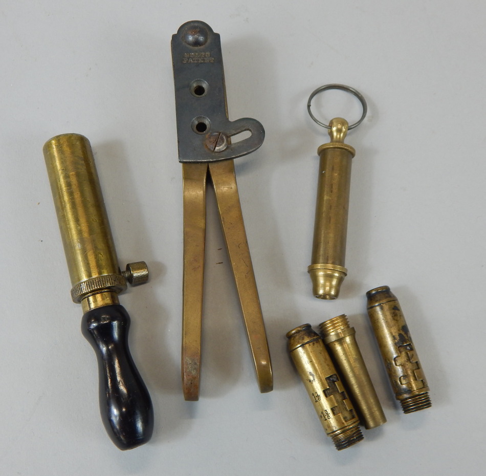 Appraisal: Shooting related items to include a brass bullet mould inscribed