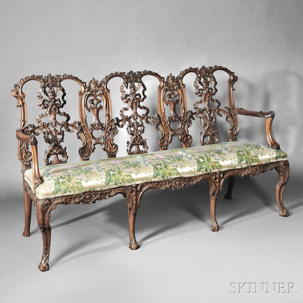 Appraisal: Irish George III-style Mahogany Triple-back Settee th century each pierced