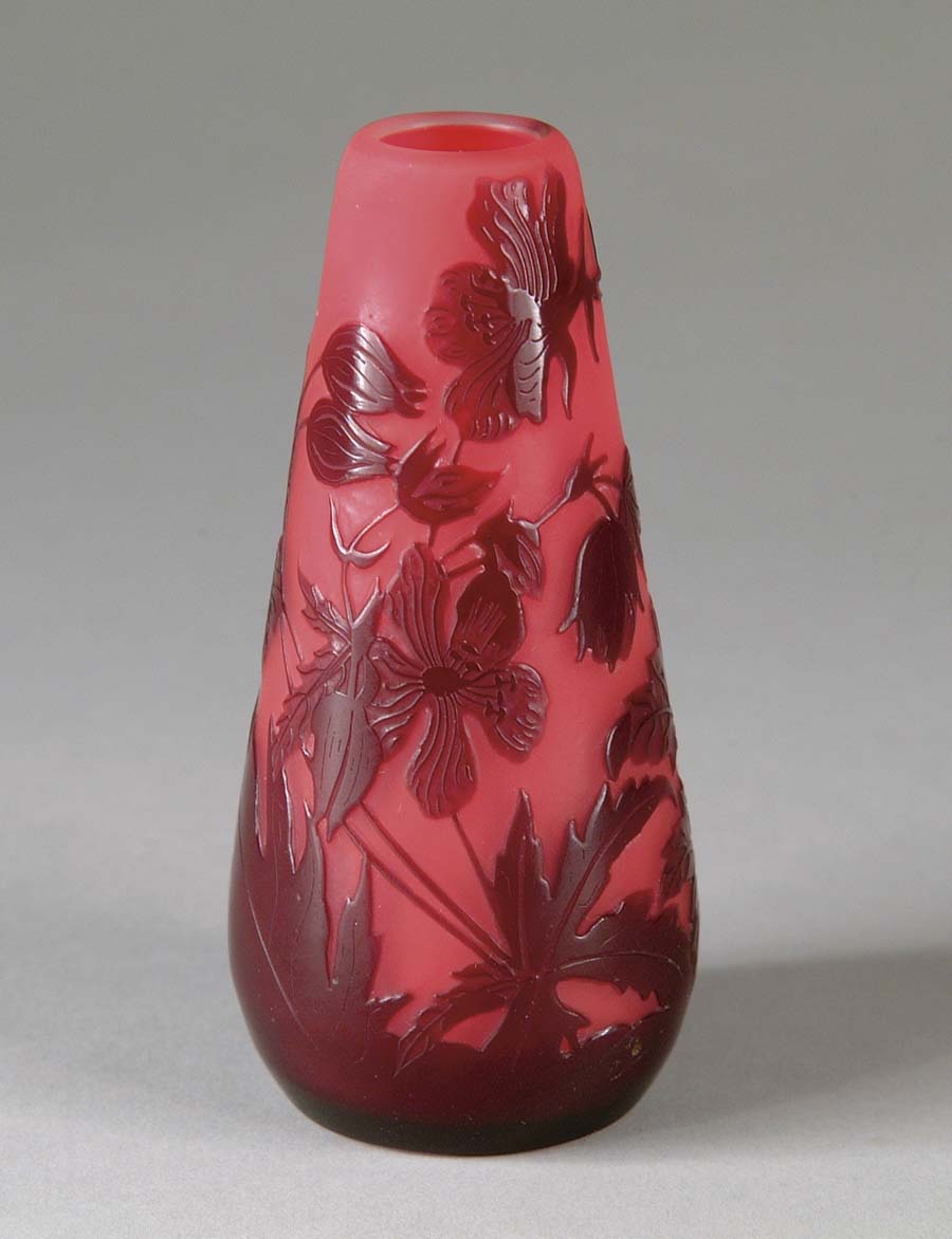 Appraisal: GALLE CAMEO VASE Nice little cabinet vase has salmon color