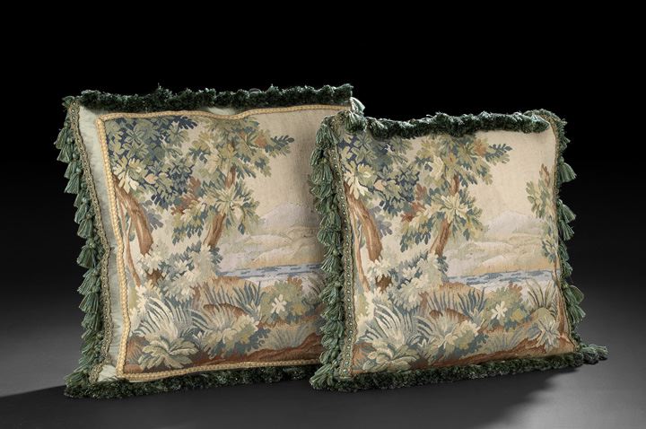 Appraisal: Sumptuous Pair of Contemporary Aubusson Tapestry-Faced Sofa Pillows of large