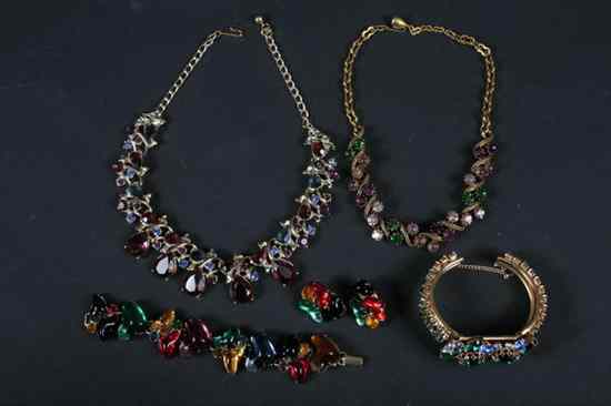 Appraisal: COLLECTION RHINESTONE COSTUME JEWELRY Including a purple and blue teardrop