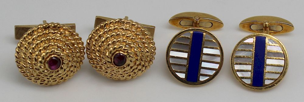 Appraisal: JEWELRY kt and kt Gold Cufflinks Grouping Includes a pair