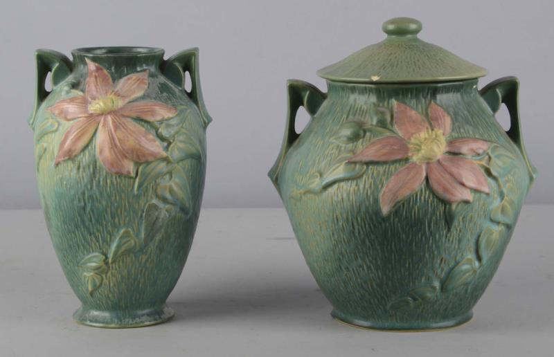 Appraisal: Lot of Roseville Pottery Clematis Items Manufactured by the Roseville