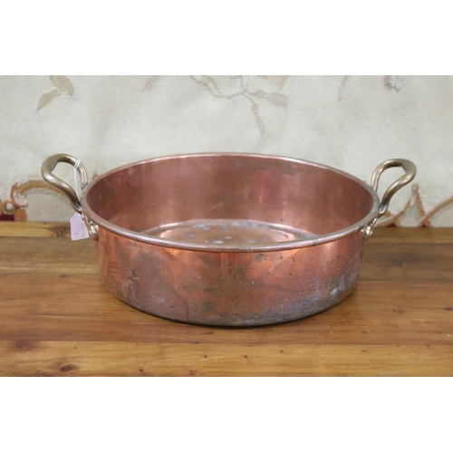 Appraisal: Antique copper and brass preserving pan approx cm H x